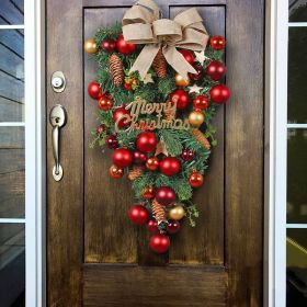 Christmas Decorations Upside Down Tree Hanging Window Scene Arrangement Decorative Bow Rattan Door Hanging