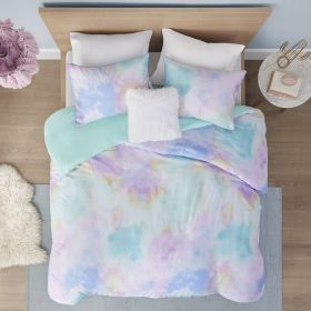 Watercolor Tie Dye Printed Duvet Cover Set with Throw Pillow