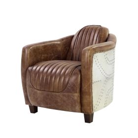 Brancaster Retro Brown Grain Leather & Aluminum Chair