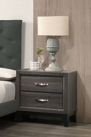 Bedroom Furniture Rustic Grey Oak Simple 1pc Nightstand 2-Drawers Bed Side Table Solidwood