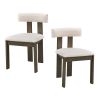 Wooden Dining Chairs Set of 2, Modern Boucle Upholstered Kitchen Side Chairs