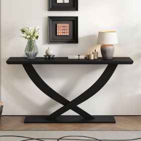 Mirod 57'' Modern Rustic Console Table with Cross-Leg Design,Sturdy Construction and Ample Surface Space,Perfect for Living Room or Bedroom