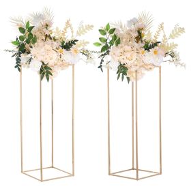 VEVOR 2PCS 31.5inch High Wedding Flower Stand, Metal Vase Column Geometric Centerpiece Stands