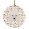 Poodle Merry Christmas Ceramic Ornament Christmas Tree Hanging Decorations for Home Christmas Holiday, Party, Gift, 3 in, Multicolor