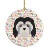 Lowchen Little Lion Dog Merry Christmas Ceramic Ornament Christmas Tree Hanging Decorations for Home Christmas Holiday, Party, Gift, 3 in, Multicolor