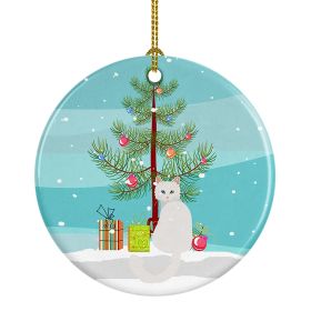 NEW Turkish Angora Cat Christmas Ceramic Ornament Christmas Tree Hanging Decorations for Home Christmas Holiday, Party, Gift, 3 in, Multicolor