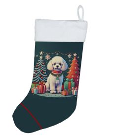 White Toy Poodle Christmas Christmas Stocking Fireplace Hanging Stockings Christmas Season Party Decor Family Holiday Decorations