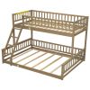 Twin XL over Queen Bunk Bed with Ladder and Guardrails, Walnut