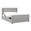 Elle Wingback Upholstered King Bed, Silver Grey Polyester