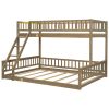 Twin XL over Queen Bunk Bed with Ladder and Guardrails, Walnut