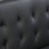 WOOD FRAME, STAINLESS LEG, FUTON, SOFA BED BLACK PVC