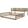 Twin XL over Queen Bunk Bed with Ladder and Guardrails, Walnut