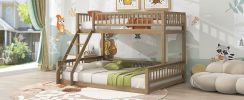 Twin XL over Queen Bunk Bed with Ladder and Guardrails, Walnut