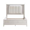 Antique White Finish Queen Bed with LED Headboard Upholstered Cushion Modern Bedroom Furniture 1pc, Reeded Fronts