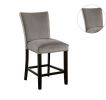 Attractive Set of 2pc Counter Height Chairs Dining Room Furniture Gray Flannelette Seat Nailhead Trim Kitchen Breakfast