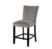 Attractive Set of 2pc Counter Height Chairs Dining Room Furniture Gray Flannelette Seat Nailhead Trim Kitchen Breakfast