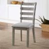 Gray Color Dining Chairs Padded Seat Set of 2pc Side Chair Ladder Back Kitchen Dining Room Wire-Brushed Finish