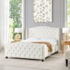 Fontana Wingback Upholstered Platform Bed Frame, Queen, Antique White Polyester