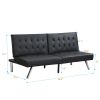 WOOD FRAME, STAINLESS LEG, FUTON, SOFA BED BLACK PVC