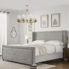 Elle Wingback Upholstered King Bed, Silver Grey Polyester