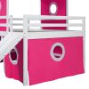 Full Size Loft Bed with Slide Pink Tent and Tower - Pink (OLD SKU:WF298771AAH)