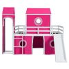 Full Size Loft Bed with Slide Pink Tent and Tower - Pink (OLD SKU:WF298771AAH)