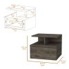 Augusta Floating Nightstand with 2-Tier Shelf and 1-Drawer