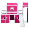 Full Size Loft Bed with Slide Pink Tent and Tower - Pink (OLD SKU:WF298771AAH)