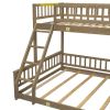 Twin XL over Queen Bunk Bed with Ladder and Guardrails, Walnut