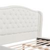 Fontana Wingback Upholstered Platform Bed Frame, Queen, Antique White Polyester