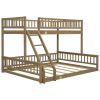 Twin XL over Queen Bunk Bed with Ladder and Guardrails, Walnut