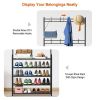 Entryway Coat Hat Rack Shoe Storage Shelf 5 Tier Shoe Rack Freestanding Hall Tree Garment Hanger Stand Clothes Shoe Organizer Combo