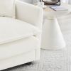 Modern Accent Chair with Ottoman, Living Room Club Chair Chenille Upholstered Armchair , Reading Chair for Bedroom, White