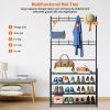 Entryway Coat Hat Rack Shoe Storage Shelf 5 Tier Shoe Rack Freestanding Hall Tree Garment Hanger Stand Clothes Shoe Organizer Combo