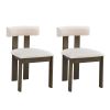 Wooden Dining Chairs Set of 2, Modern Boucle Upholstered Kitchen Side Chairs