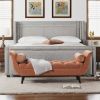 Elle Wingback Upholstered King Bed, Silver Grey Polyester