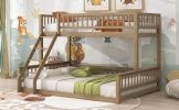 Twin XL over Queen Bunk Bed with Ladder and Guardrails, Walnut