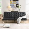 WOOD FRAME, STAINLESS LEG, FUTON, SOFA BED BLACK PVC