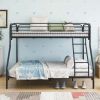 Heavy Duty Twin-Over-Full Metal Bunk Bed, Easy Assembly with Enhanced Upper-Level Guardrail, Black