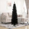 7.5FT Black Slim Artificial Christmas Tree Includes Foldable Metal Stand