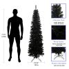 7.5FT Black Slim Artificial Christmas Tree Includes Foldable Metal Stand