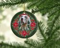 Weimaraner Poinsetta Wreath Ceramic Ornament Christmas Tree Hanging Decorations for Home Christmas Holiday, Party, Gift, 3 in, Multicolor