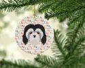 Lowchen Little Lion Dog Merry Christmas Ceramic Ornament Christmas Tree Hanging Decorations for Home Christmas Holiday, Party, Gift, 3 in, Multicolor