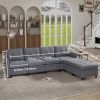 U Shaped Sectional Couch Convertible Sectional Couch with Double Chaise 6 Seat Sectional Sofa for Living Room