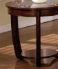 Dark Cherry 1pc End Table Open Bottom Shelf Round Design Glass Insert Top Living Room Furniture