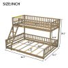 Twin XL over Queen Bunk Bed with Ladder and Guardrails, Walnut