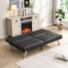 WOOD FRAME, STAINLESS LEG, FUTON, SOFA BED BLACK PVC