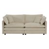 Modern Fabric Loveseat Sofa Couch for Living Room, Upholstered Large Size Deep Seat 2-Seat Sofa with 4 Pillows ,Beige Chenille