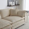 Modern Fabric Loveseat Sofa Couch for Living Room, Upholstered Large Size Deep Seat 2-Seat Sofa with 4 Pillows ,Beige Chenille