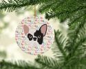 French Bulldog Merry Christmas Ceramic Ornament Christmas Tree Hanging Decorations for Home Christmas Holiday, Party, Gift, 3 in, Multicolor